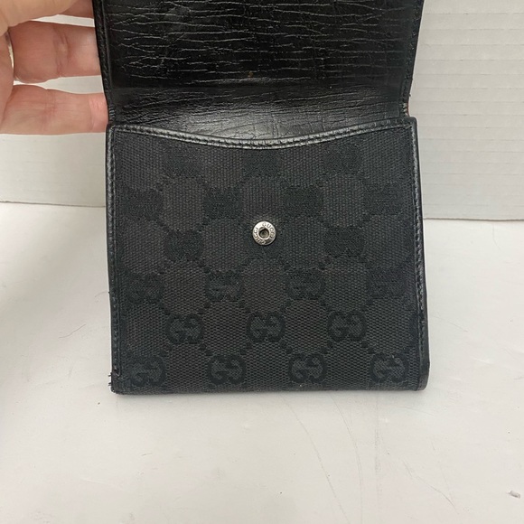 Gucci Black GG Monogram Wallet with Silver Horsebit Ring Clasp - Picture 5 of 11